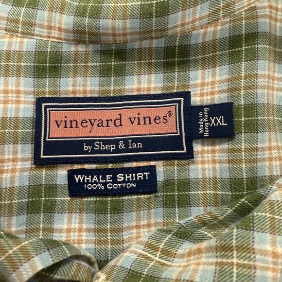 Vineyard Vines Mens XXL Whale Shirt Plaid Cotton Button Front Long Sleeve Preppy - Picture 5 of 9